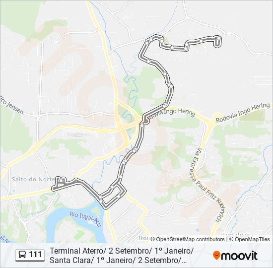 Mapa da linha 111 de ônibus