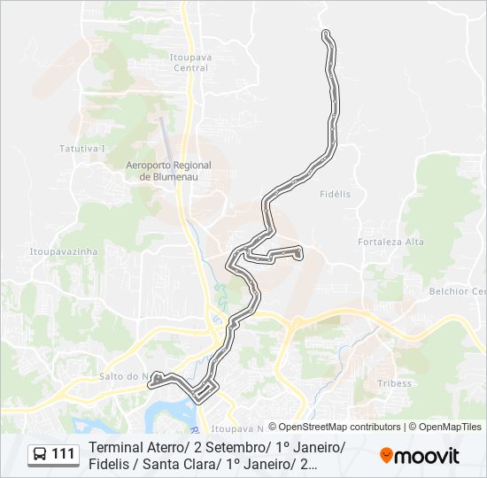 Mapa da linha 111 de ônibus