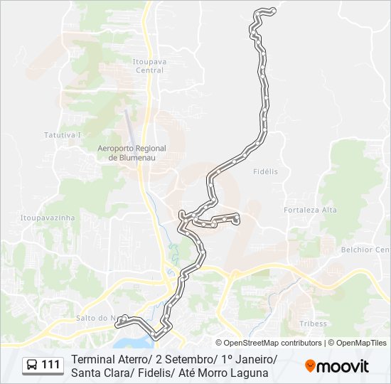 Mapa da linha 111 de ônibus