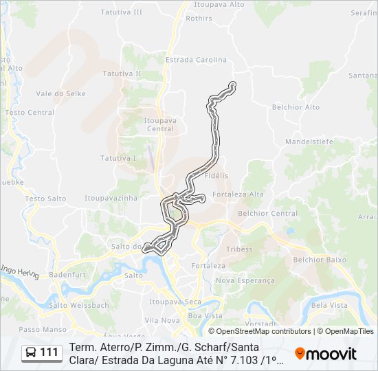 Mapa da linha 111 de ônibus