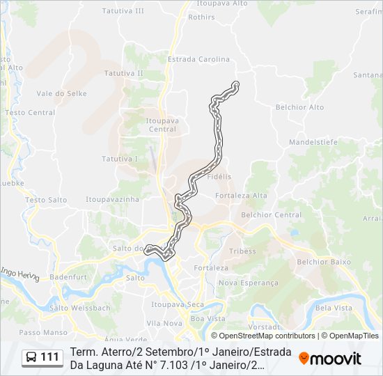 Mapa da linha 111 de ônibus