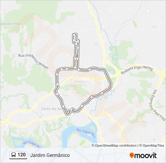 Mapa da linha 120 de ônibus