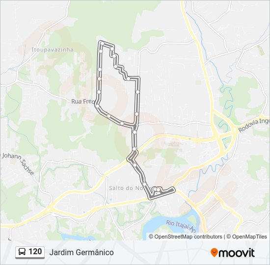 Mapa da linha 120 de ônibus