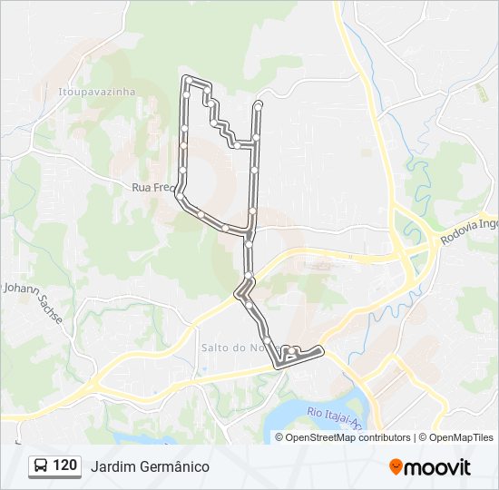 Mapa da linha 120 de ônibus