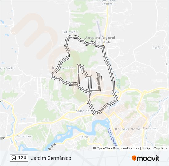 Mapa da linha 120 de ônibus