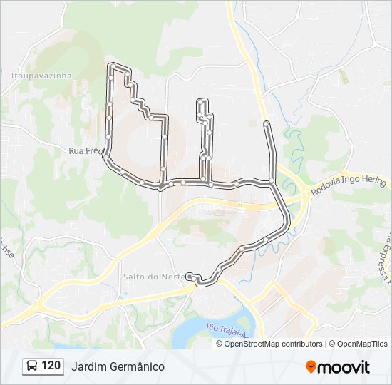 Mapa da linha 120 de ônibus