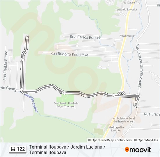 Mapa da linha 122 de ônibus