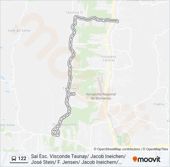 Mapa da linha 122 de ônibus