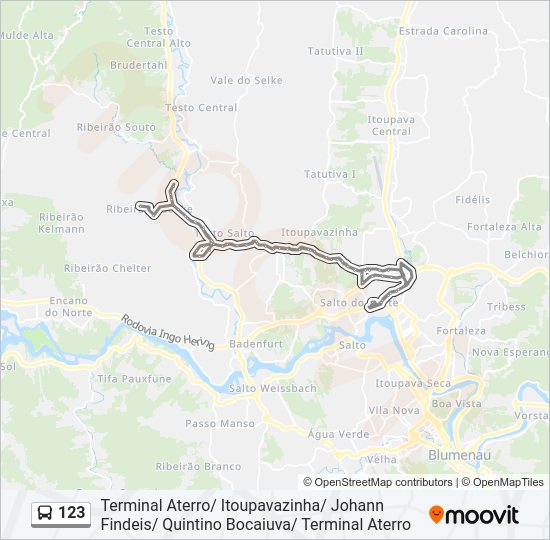 Mapa da linha 123 de ônibus