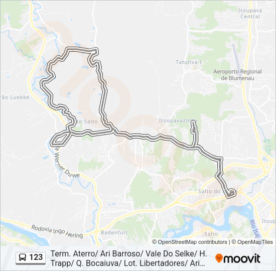 Mapa da linha 123 de ônibus