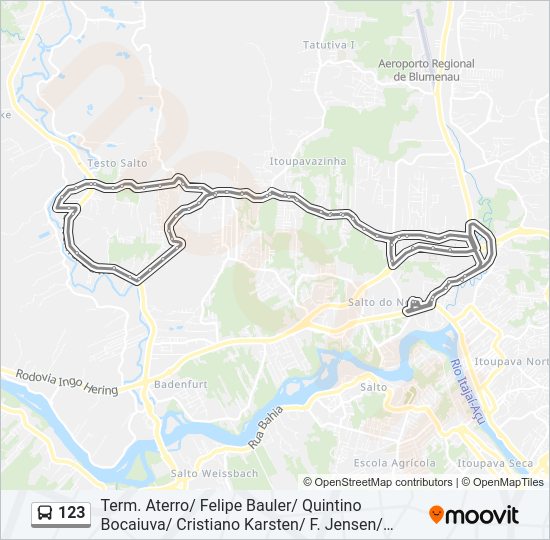 Mapa da linha 123 de ônibus