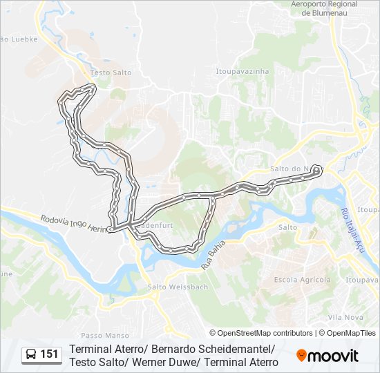 Mapa da linha 151 de ônibus