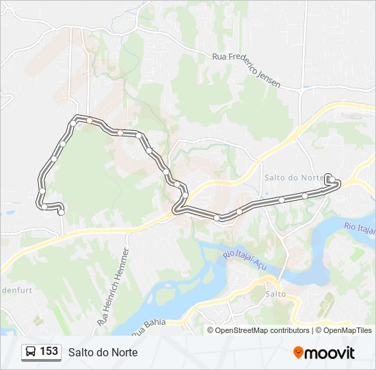 Mapa da linha 153 de ônibus