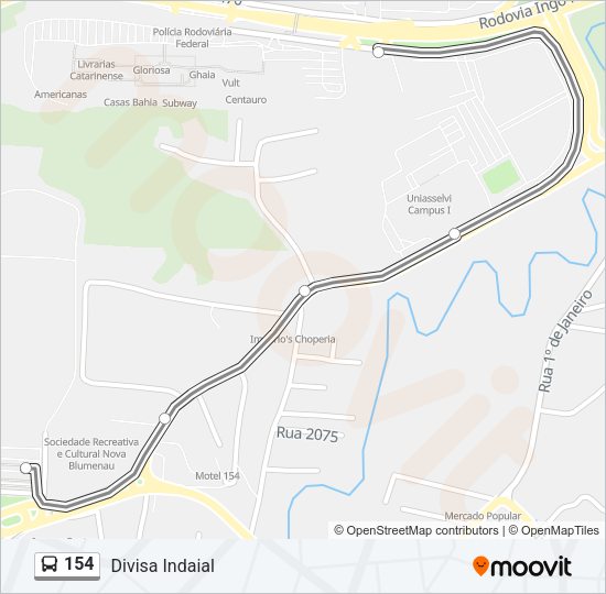Mapa da linha 154 de ônibus