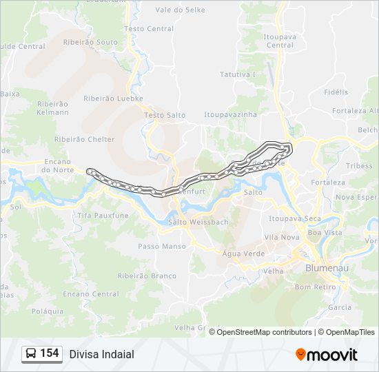 Mapa da linha 154 de ônibus