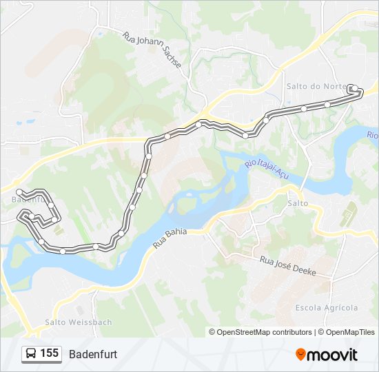 Mapa da linha 155 de ônibus