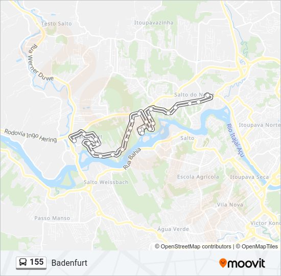 Mapa da linha 155 de ônibus