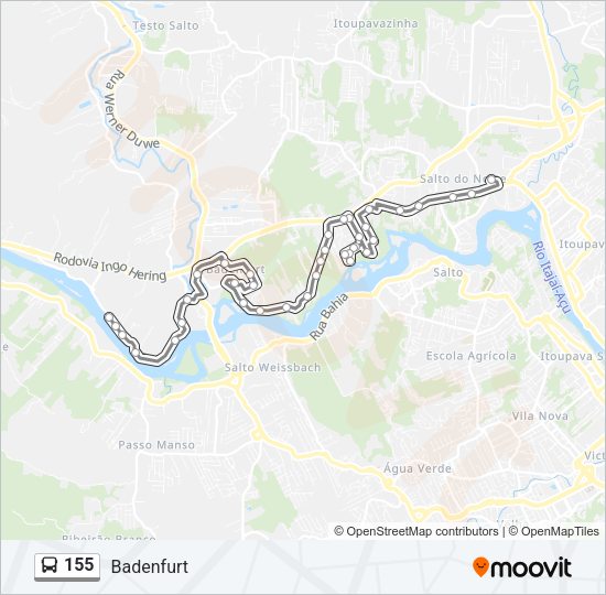 Mapa da linha 155 de ônibus