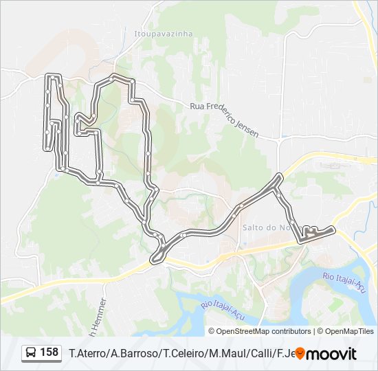 Mapa da linha 158 de ônibus