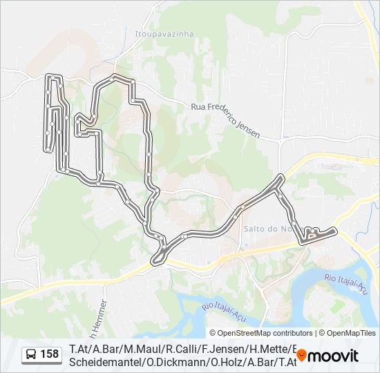 Mapa da linha 158 de ônibus