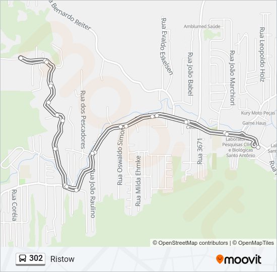 Mapa da linha 302 de ônibus