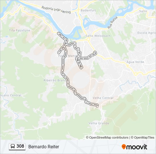 Mapa de 308 de autobús