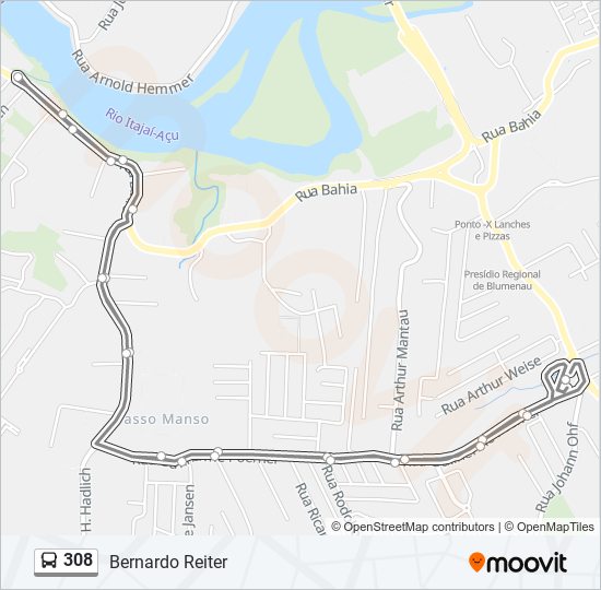 Mapa de 308 de autobús