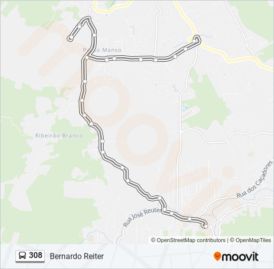 Mapa de 308 de autobús