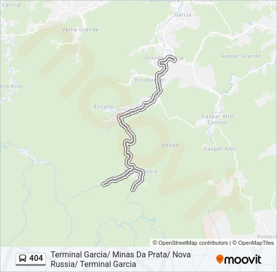 Mapa da linha 404 de ônibus