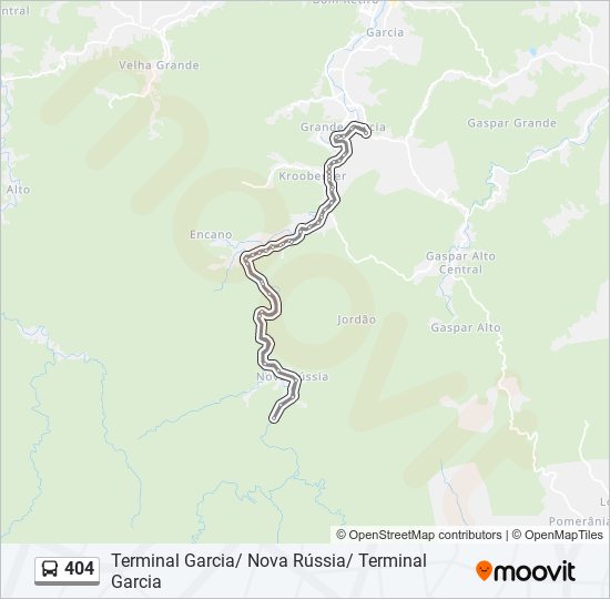 Mapa da linha 404 de ônibus