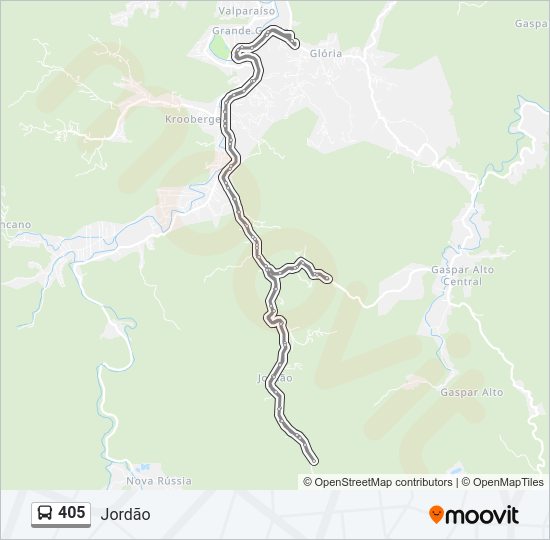 Mapa da linha 405 de ônibus