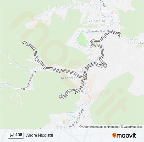 Mapa da linha 408 de Bus