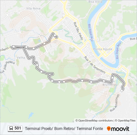 Mapa de 501 de autobús