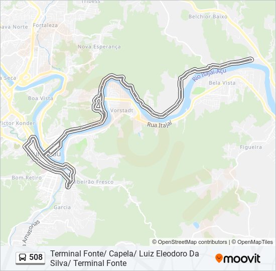 Mapa de 508 de autobús