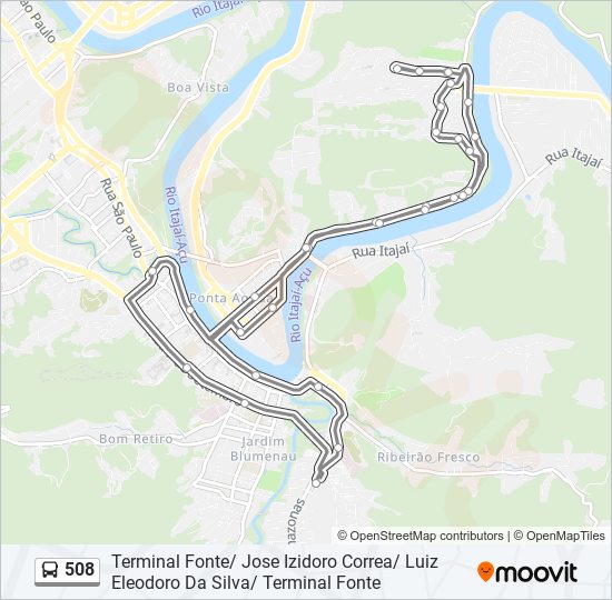 Mapa de 508 de autobús