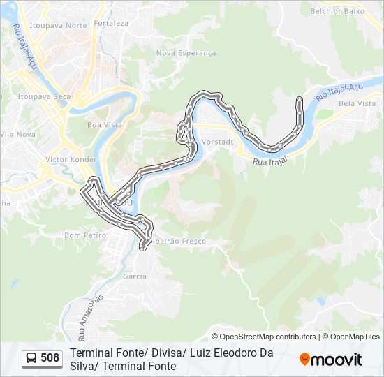 Mapa de 508 de autobús