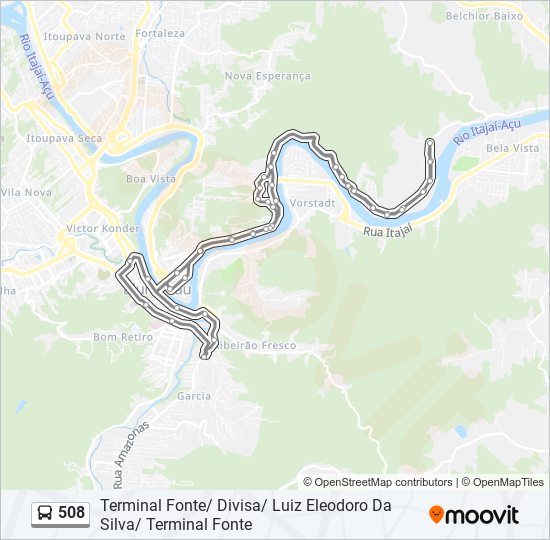 Mapa da linha 508 de ônibus