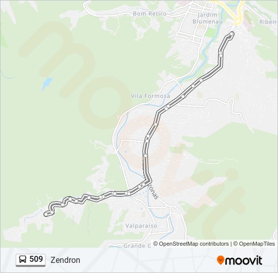 Mapa da linha 509 de ônibus