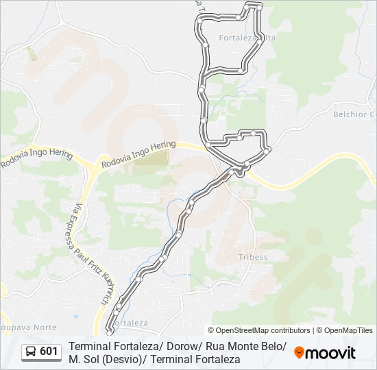 Mapa de 601 de autobús