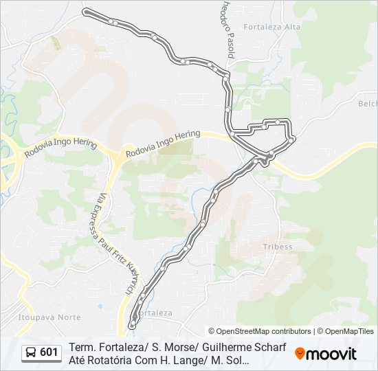 Mapa de 601 de autobús