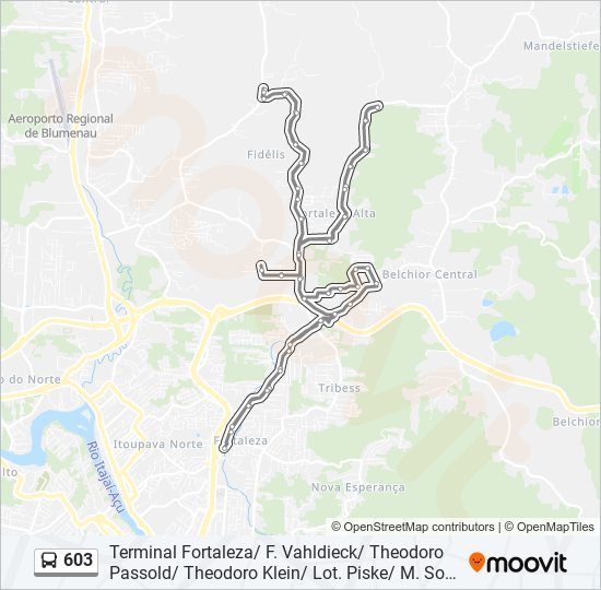 Mapa de 603 de autobús