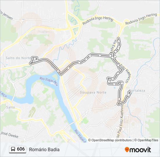 Mapa da linha 606 de ônibus