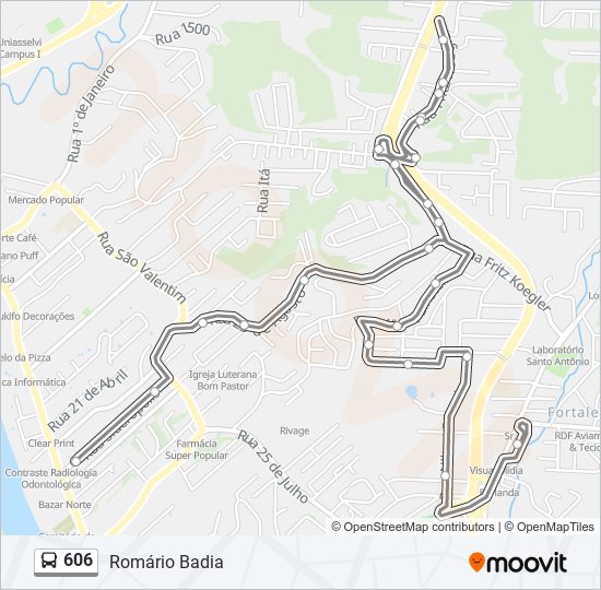 Mapa de 606 de autobús