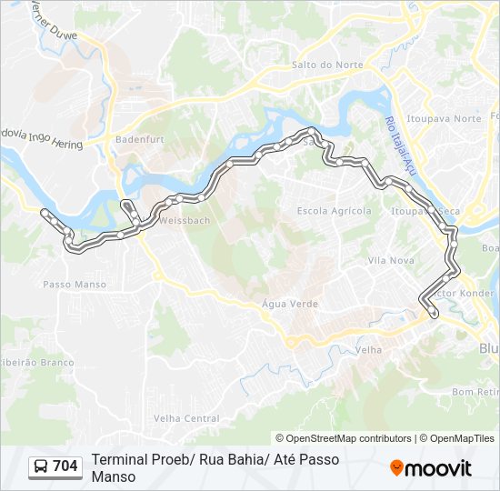 Mapa da linha 704 de ônibus