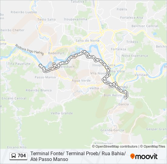 Mapa da linha 704 de ônibus