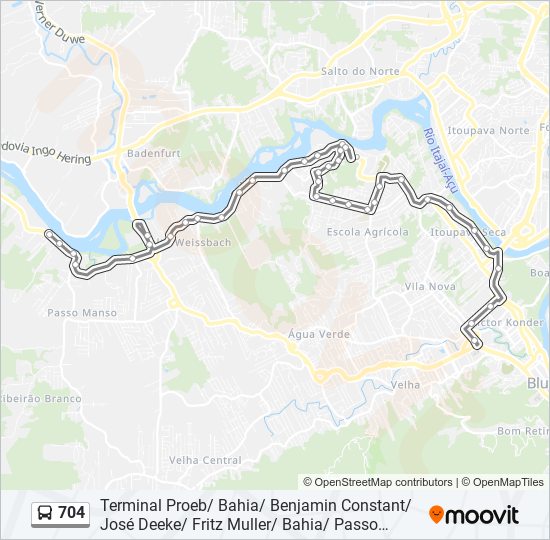 Mapa de 704 de autobús