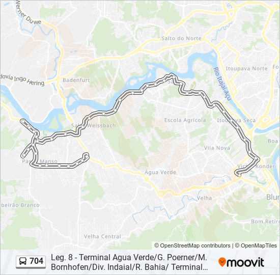 Mapa de 704 de autobús