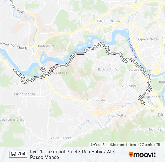 Mapa de 704 de autobús