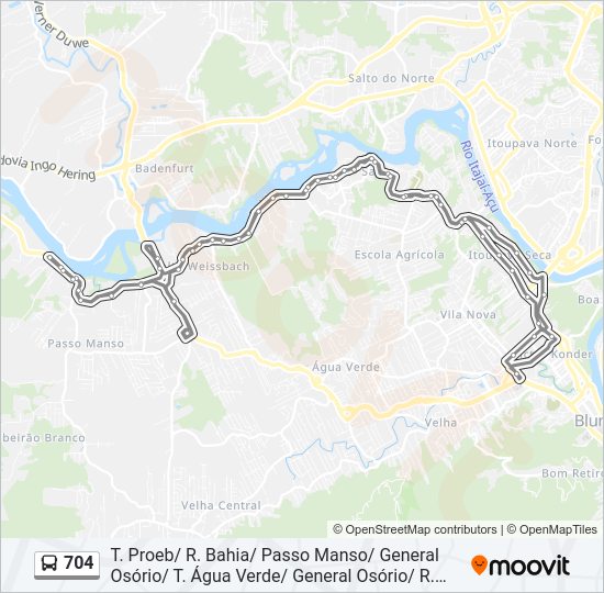 Mapa de 704 de autobús