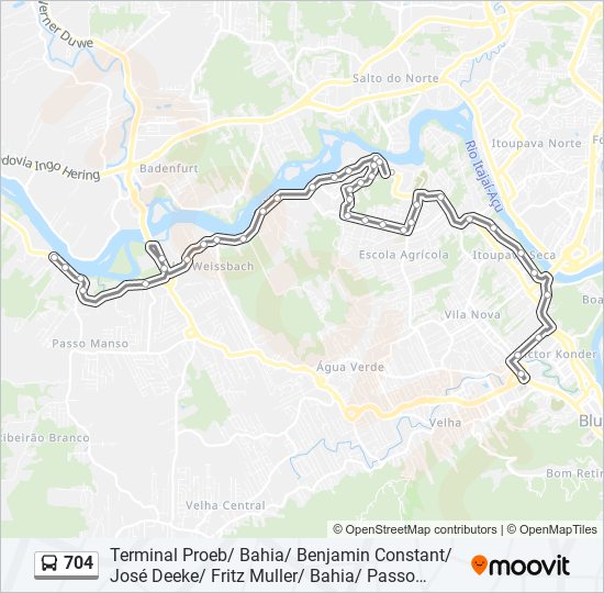 Mapa da linha 704 de ônibus